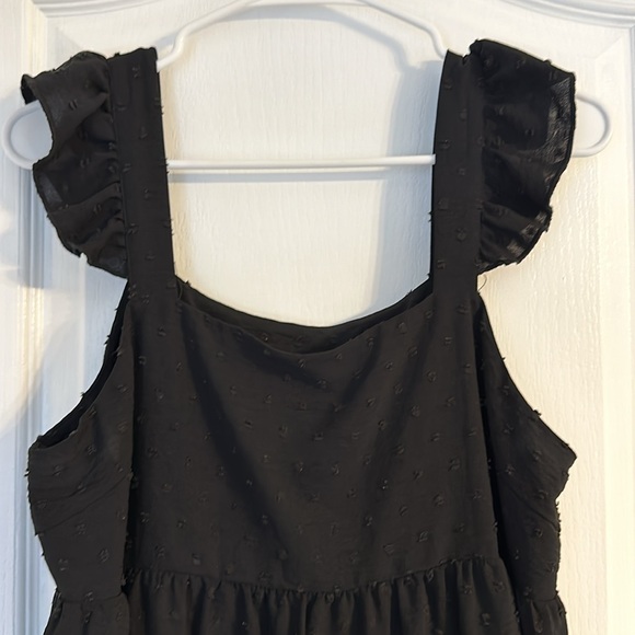 Swiss Dot Dress Ruffle Shoulders - Picture 3 of 4
